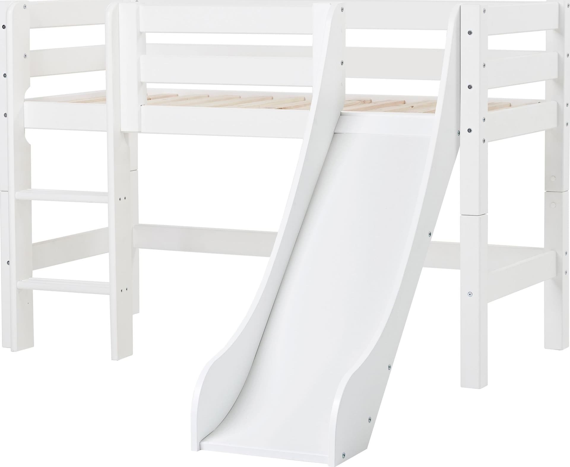 Letto semialto Hoppekids ECO Luxury 70x160 cm con scivolo - Bianco - 1