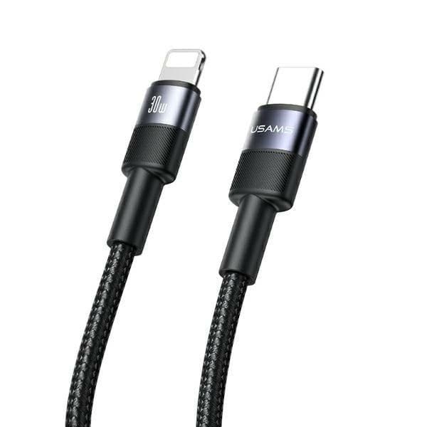 espositore usams completo di 30 cavi antistrappo 15 usb-c / usb-c + 15 cavi usb-c / lighting da 100cm nero in box cilindrico - 3