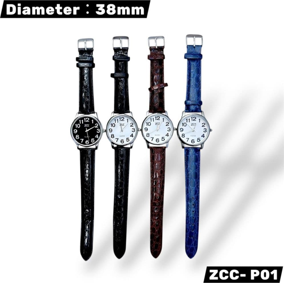 Orologio da polso elegante 38 mm cinturino pelle vari colori moderno - 2