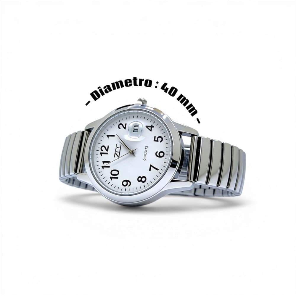 Orologio da polso 40 mm acciaio silver con data quadrante grande - 2