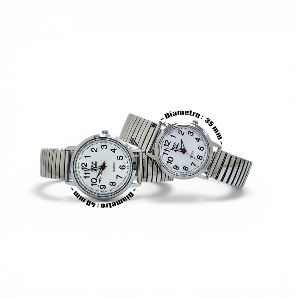 Orologio da polso 35 mm acciaio silver impermeabile quadrante chiaro - 2