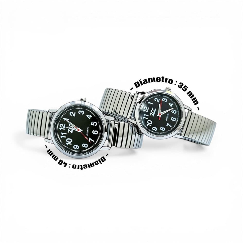 Orologio da polso 35 mm acciaio silver leggero quadrante chiaro leggibile - 2