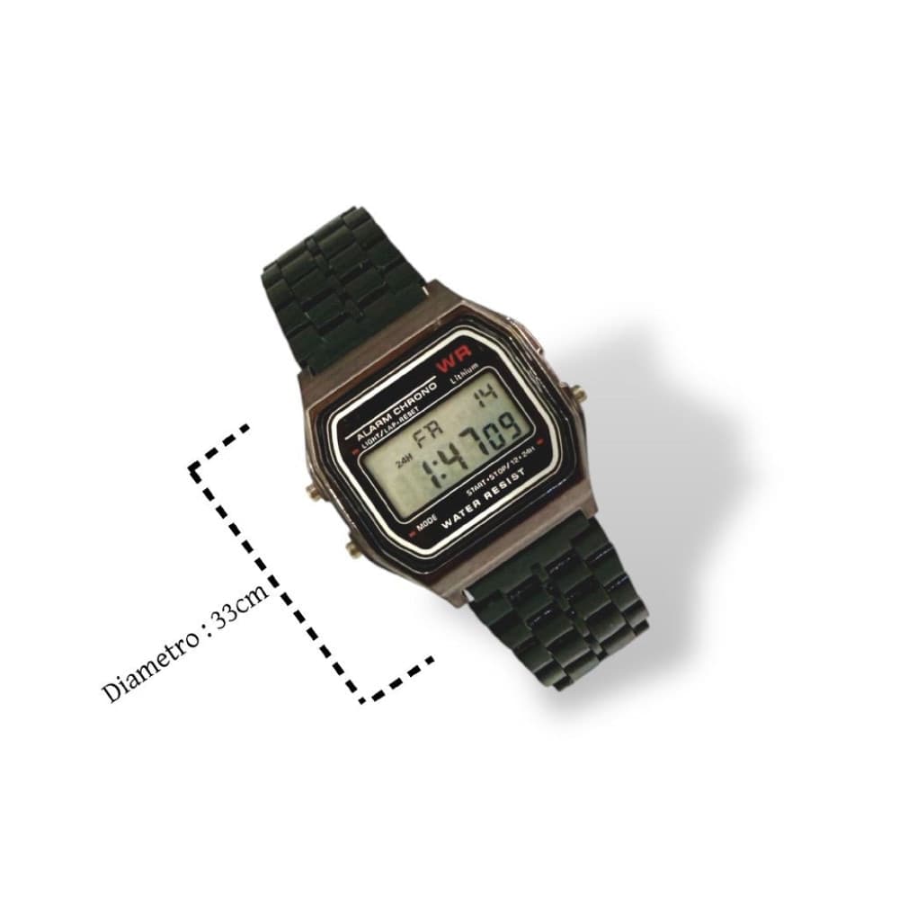 Orologio da polso digitale sportivo 33 mm nero e marrone con cronografo - 2