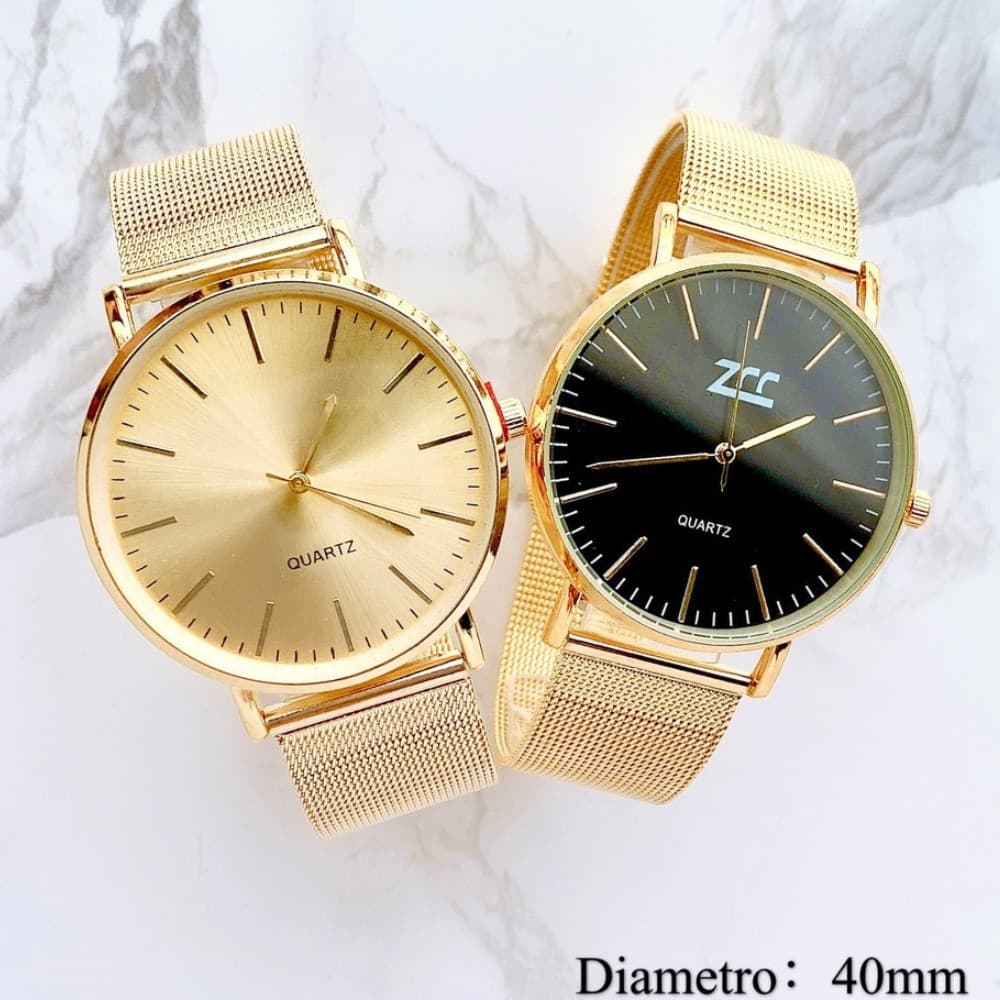 Orologio da polso uomo elegante minimal acciaio oro 40mm - 2