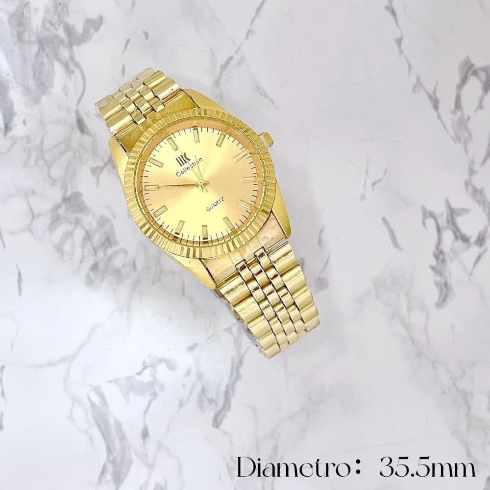 Orologio uomo oro classico elegante cinturino acciaio diametro 35.5mm - 2