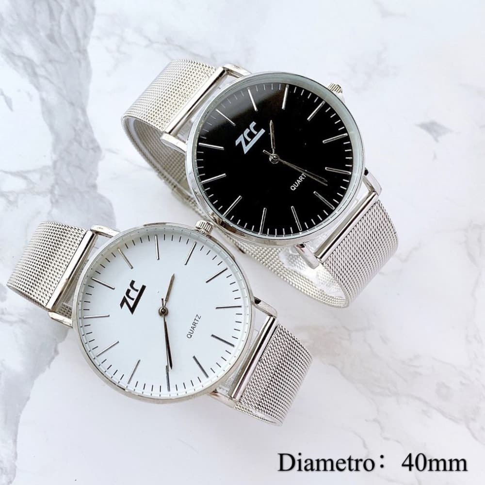 Orologio uomo elegante acciaio minimal cinturino milanese 40mm - 2