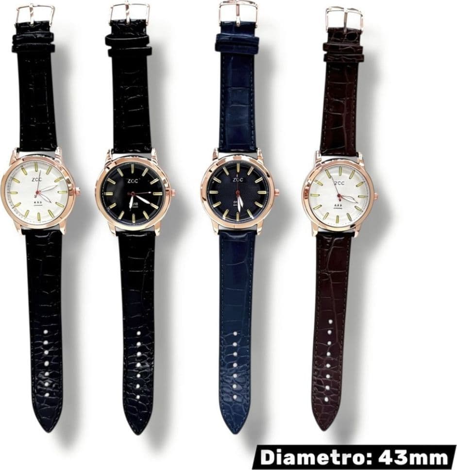 Orologio elegante 43 mm impermeabile con cinturino effetto pelle e design classico - 2