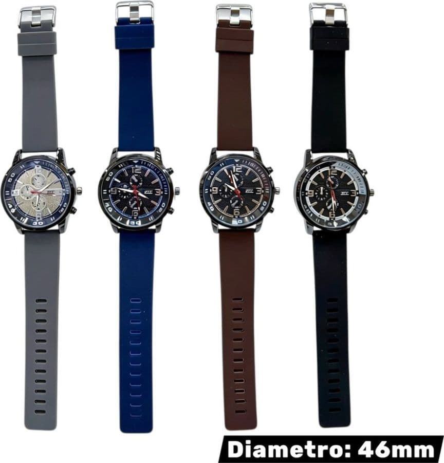 Orologio sportivo 46 mm impermeabile con cinturino in silicone e quadrante cronografico moderno - 2