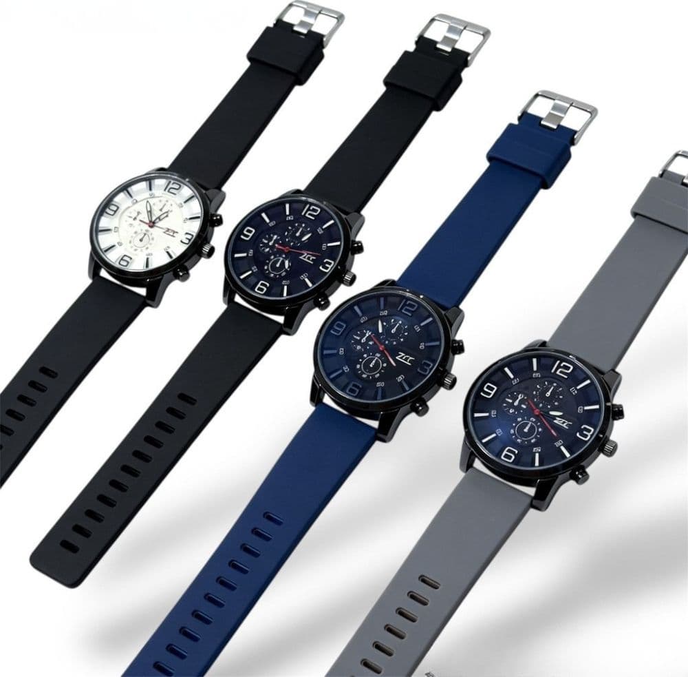 Orologio sportivo impermeabile 43 mm con cinturino in silicone e quadrante multifunzione moderno - 2
