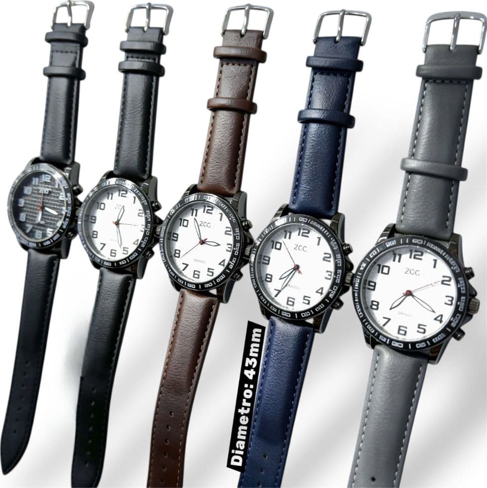Orologio uomo 43 mm impermeabile con cinturino effetto pelle e design sportivo minimal - 2