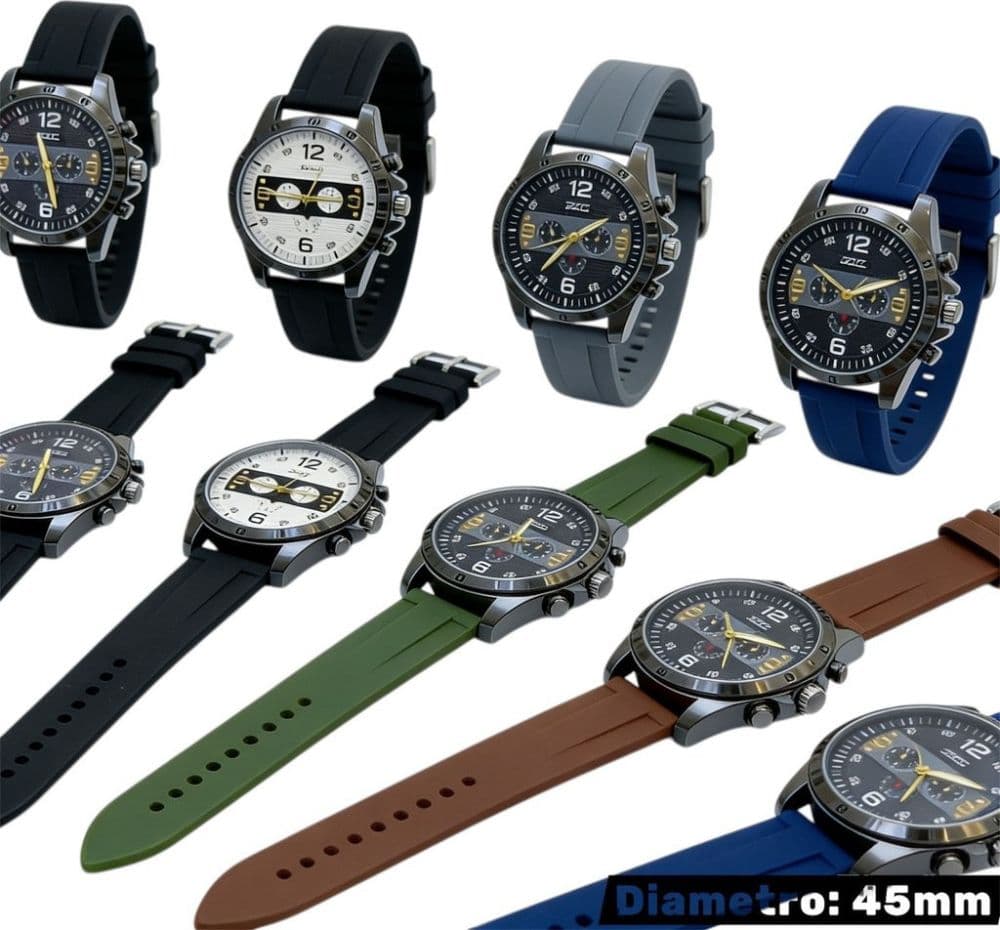 Orologio cronografo uomo 45 mm impermeabile con cinturino sportivo e design sport-luxury - 2