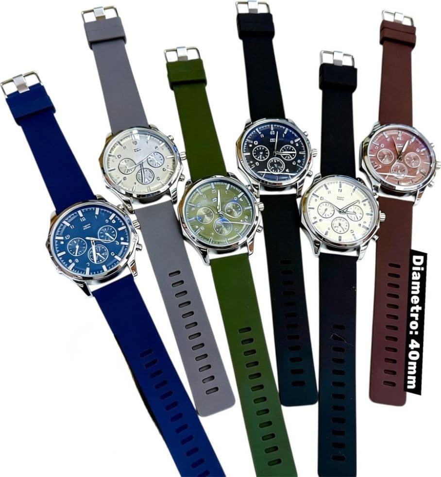 Orologio cronografo uomo 40 mm impermeabile design moderno con cinturino sportivo - 2