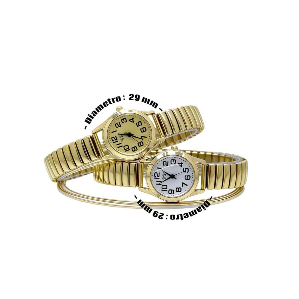 Orologio da polso 29 mm oro elegante quadrante bianco cinturino elasticizzato - 2