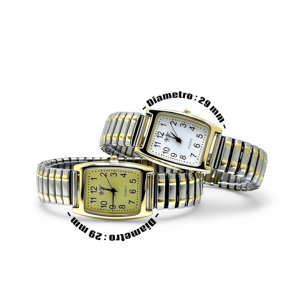 Orologio da polso 29 mm acciaio elegante quadrante oro cinturino elasticizzato raffinato - 2