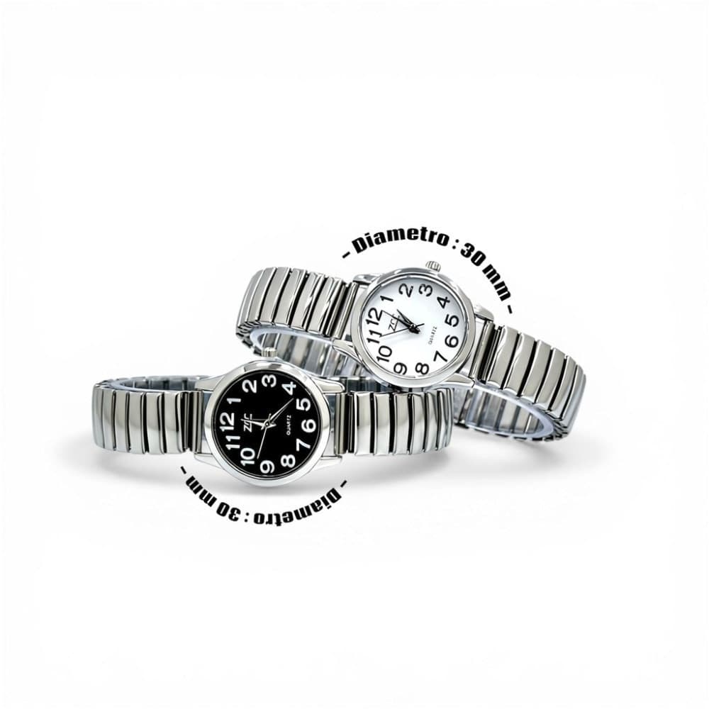 Orologio da polso 30 mm acciaio elegante quadrante nero cinturino elastico moderno - 2