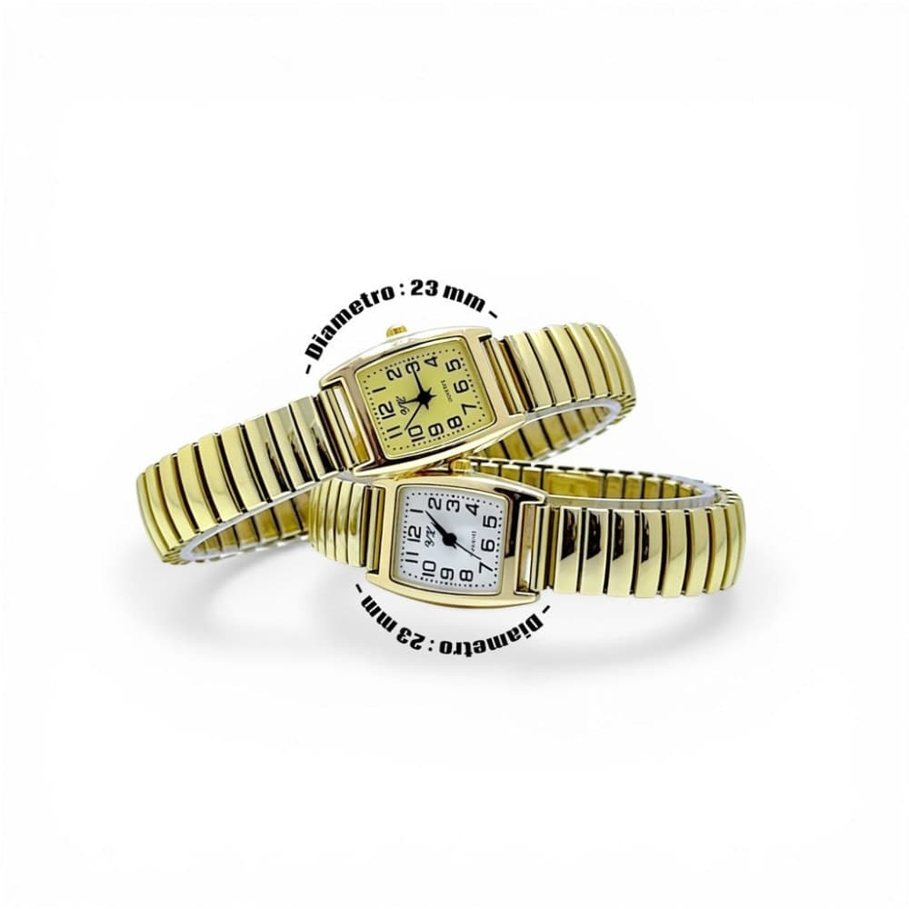Orologio da polso 23 mm oro elegante quadrante bianco cinturino elasticizzato - 2