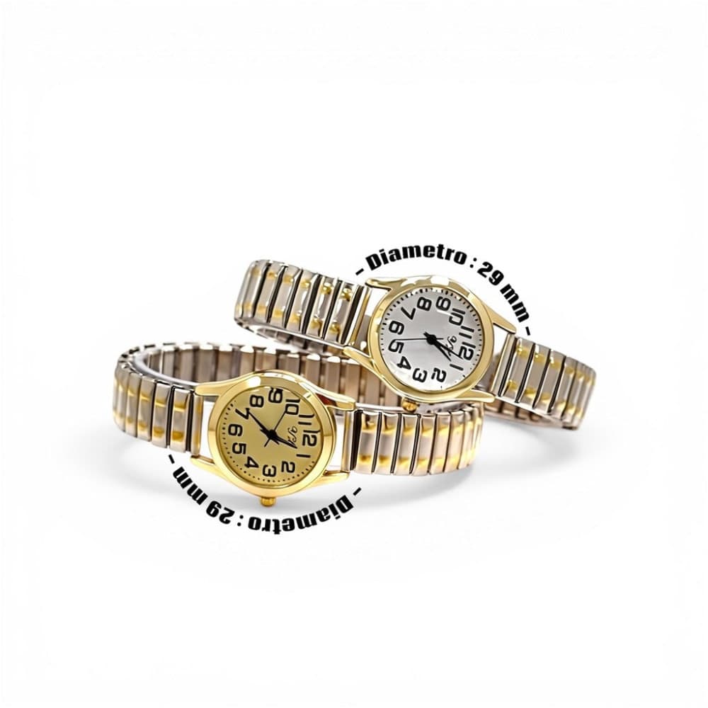 Orologio da polso 29 mm acciaio elegante quadrante bianco cinturino elasticizzato - 2