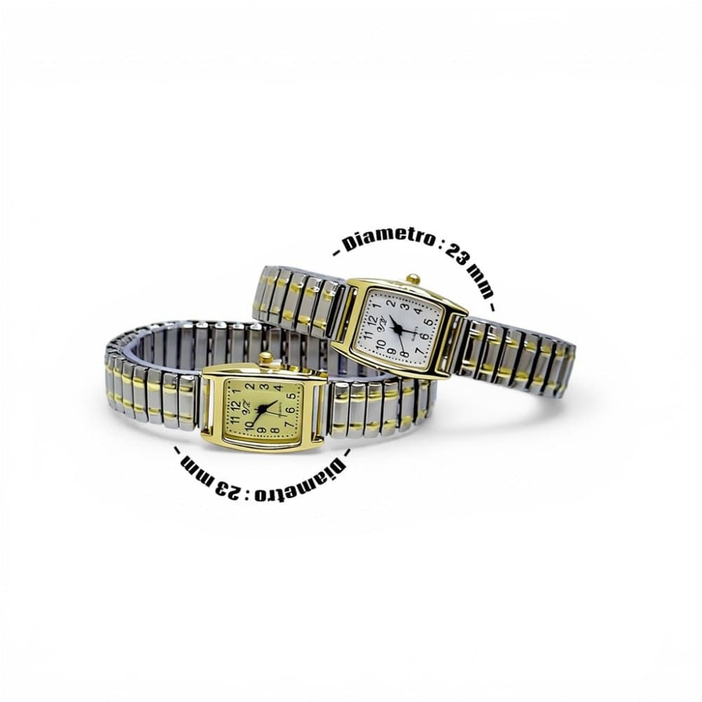 Orologio da polso 23 mm acciaio elegante quadrante bianco cinturino elasticizzato - 2