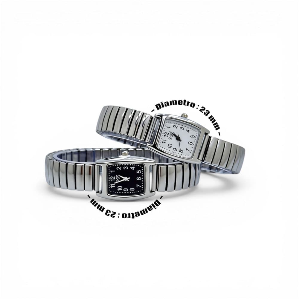 Orologio da polso 23 mm acciaio raffinato quadrante bianco cinturino elasticizzato leggero - 2