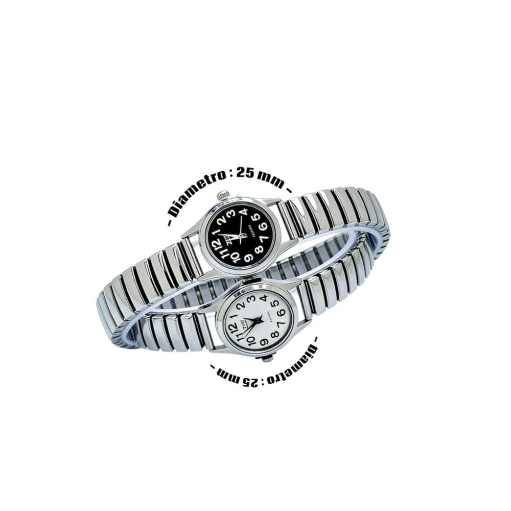 Orologio da polso 25 mm acciaio elegante quadrante bianco leggero cinturino elastico - 2