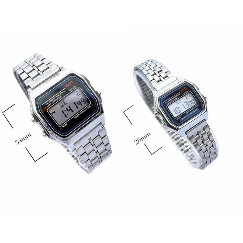 Orologio da polso digitale 26 mm acciaio silver compatto con cronografo - 2