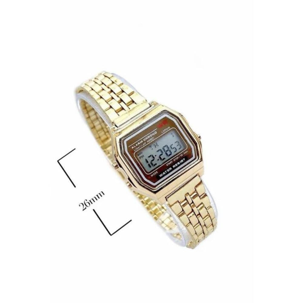 Orologio da polso digitale 26 mm oro compatto vintage con cronografo - 2