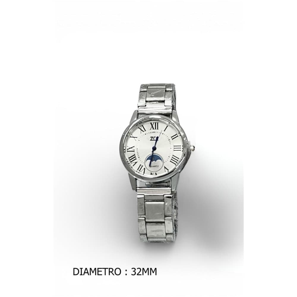 Orologio da polso donna elegante 32 mm acciaio quadrante bianco con luna - 2