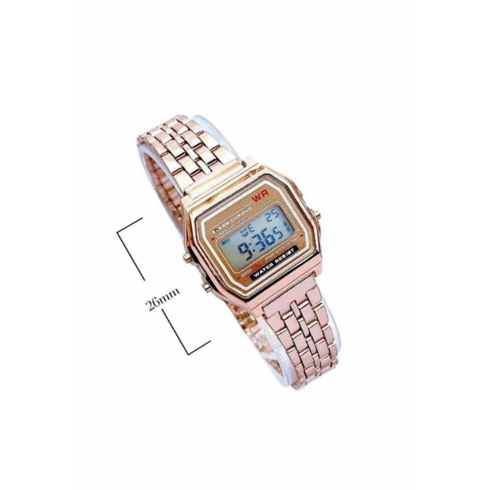 Orologio da polso digitale 26 mm oro rosa compatto vintage con cronografo - 2