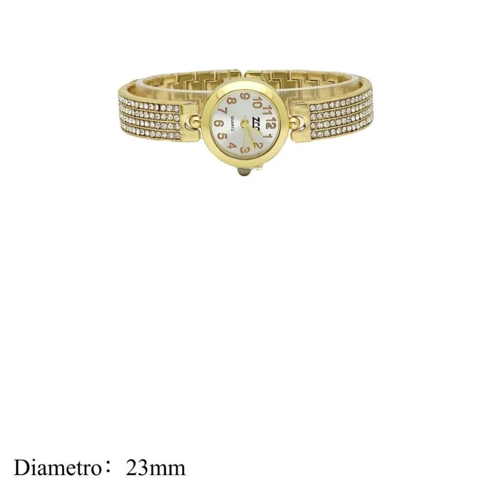 Orologio da Polso Donna Elegante Oro con Cristalli Quadrante Oro 23 mm - 2