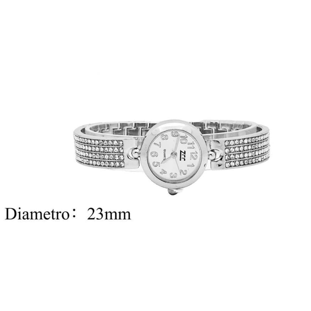 Orologio da Polso Donna Elegante Argento con Cristalli Quadrante Bianco 23 mm - 2