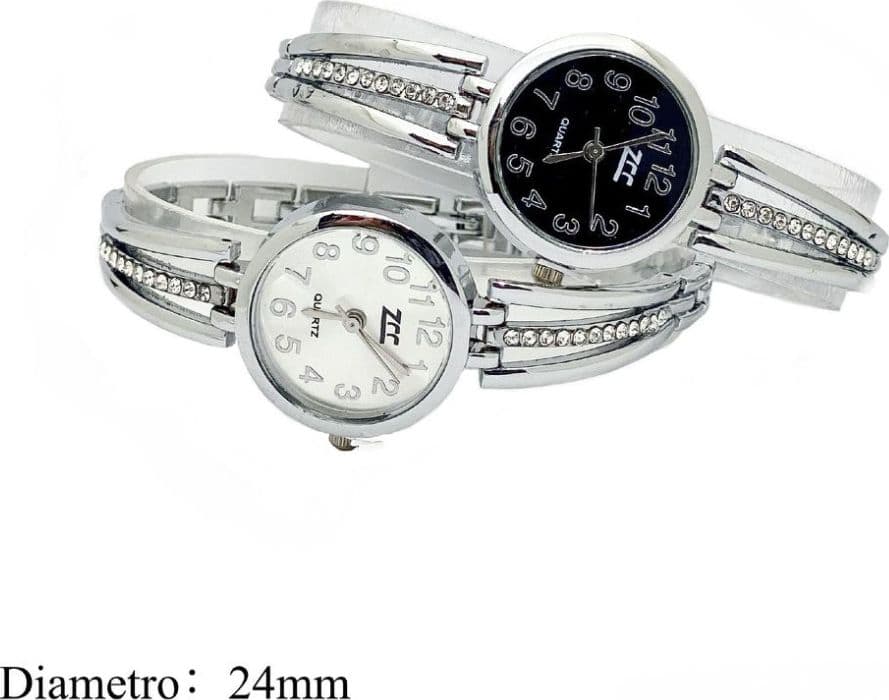 Orologio da Polso Elegante Argento con Cristalli 24 mm - 2