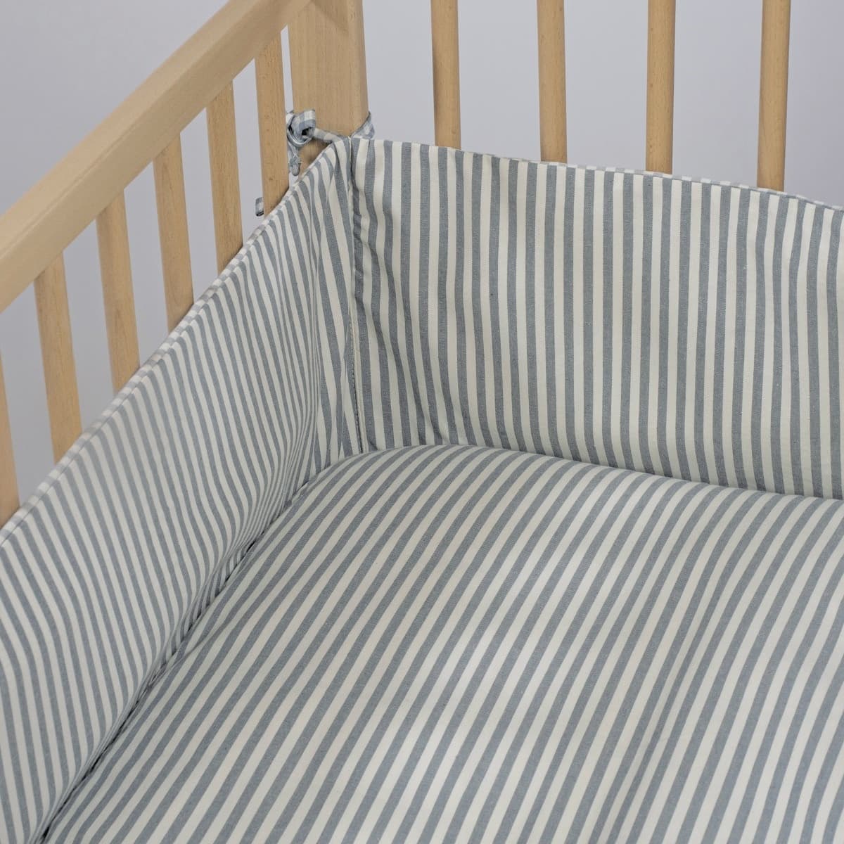 Paracolpi per culla 120x60 cm Pasito a Pasito WM Praliné Vichy/Strisce Matcha - 8