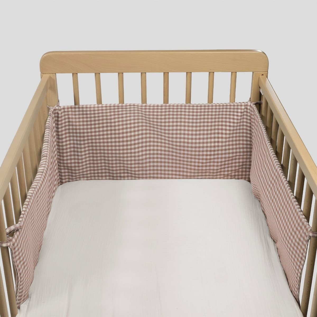Paracolpi per culla 120x60 cm Pasito a Pasito WM Praliné Vichy/Strisce Moka - 4