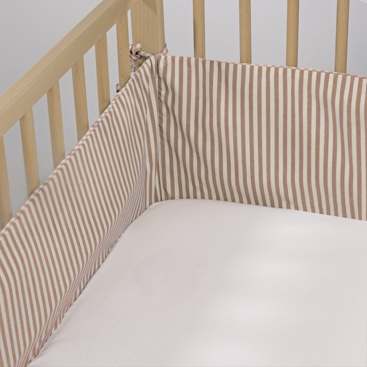 Paracolpi per culla 120x60 cm Pasito a Pasito WM Praliné Vichy/Strisce Moka - 6