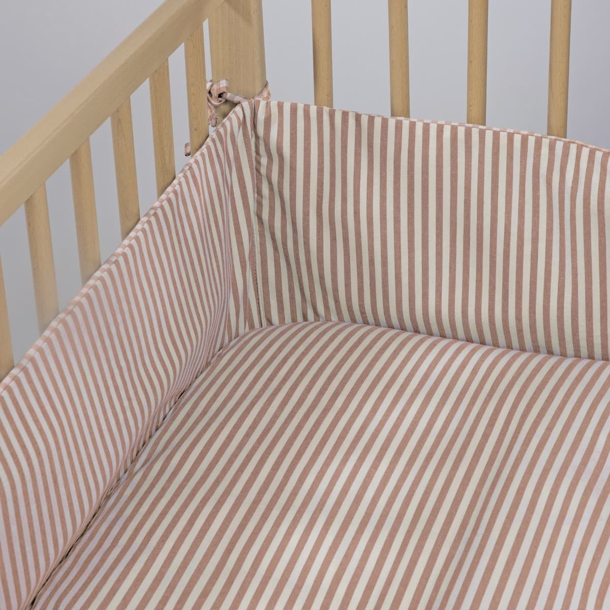 Paracolpi per culla 120x60 cm Pasito a Pasito WM Praliné Vichy/Strisce Moka - 8