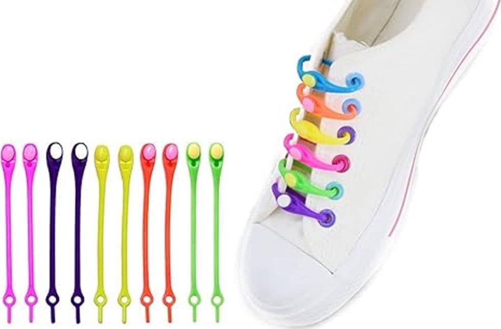 KIT 10PZ LACCI PER SCARPE ELASTICI IN SILICONE COLORATI SENZA ALLACCIO PER ADULTI BAMBINI - 2