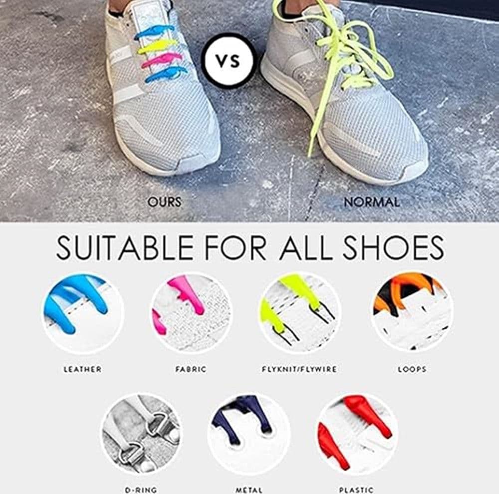KIT 10PZ LACCI PER SCARPE ELASTICI IN SILICONE COLORATI SENZA ALLACCIO PER ADULTI BAMBINI - 3
