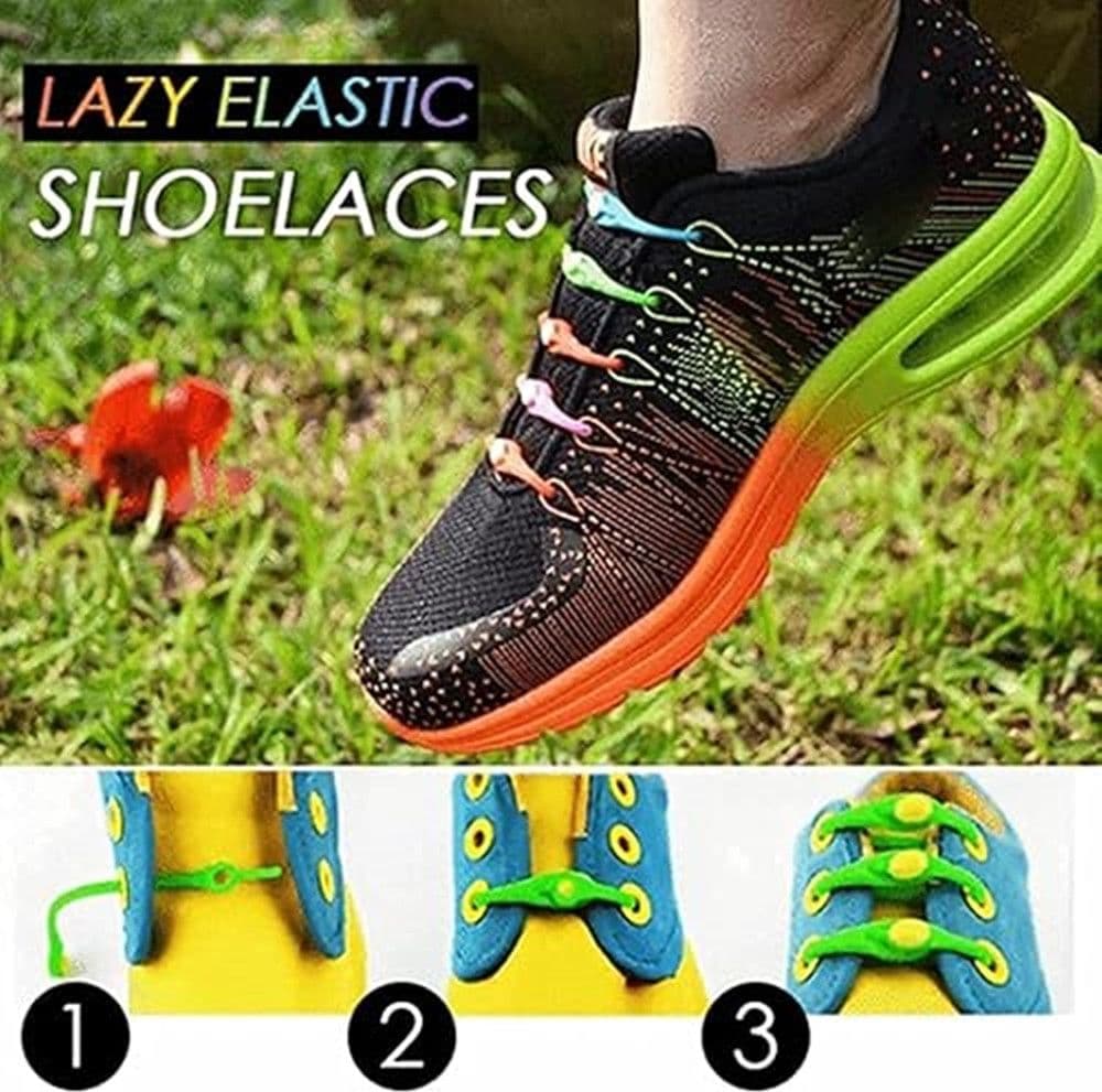 KIT 10PZ LACCI PER SCARPE ELASTICI IN SILICONE COLORATI SENZA ALLACCIO PER ADULTI BAMBINI - 4