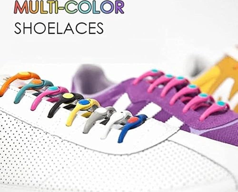 KIT 10PZ LACCI PER SCARPE ELASTICI IN SILICONE COLORATI SENZA ALLACCIO PER ADULTI BAMBINI - 8