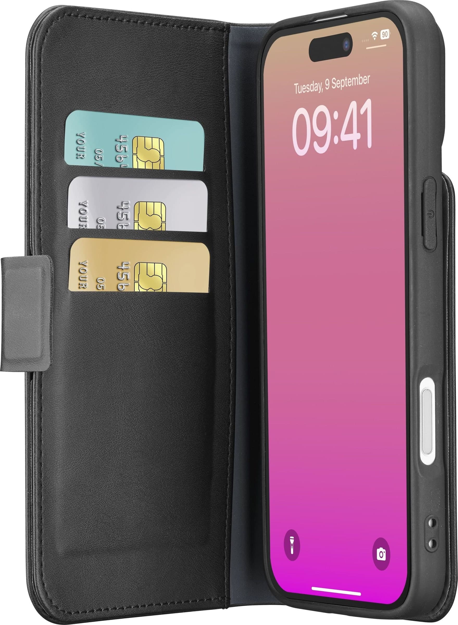 custodia a libro iphone 17 nera con porta carte di credito - 2