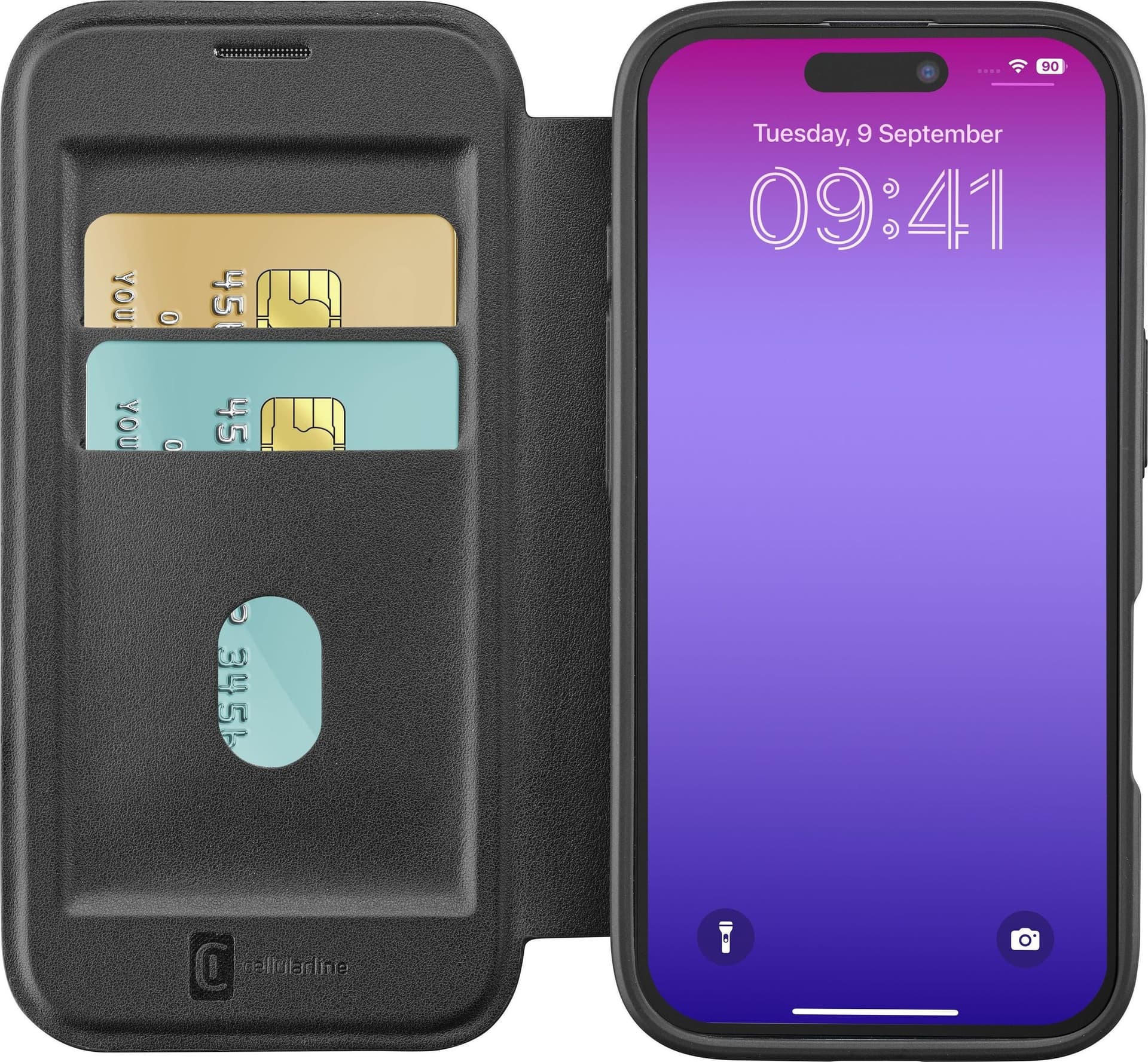 custodia a libro iphone 17 PRO nera con porta carte di credito magsafe - 3