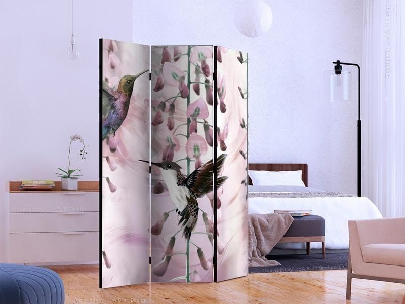 Paravento  Flying Hummingbirds (Pink) [Room Dividers] - 3