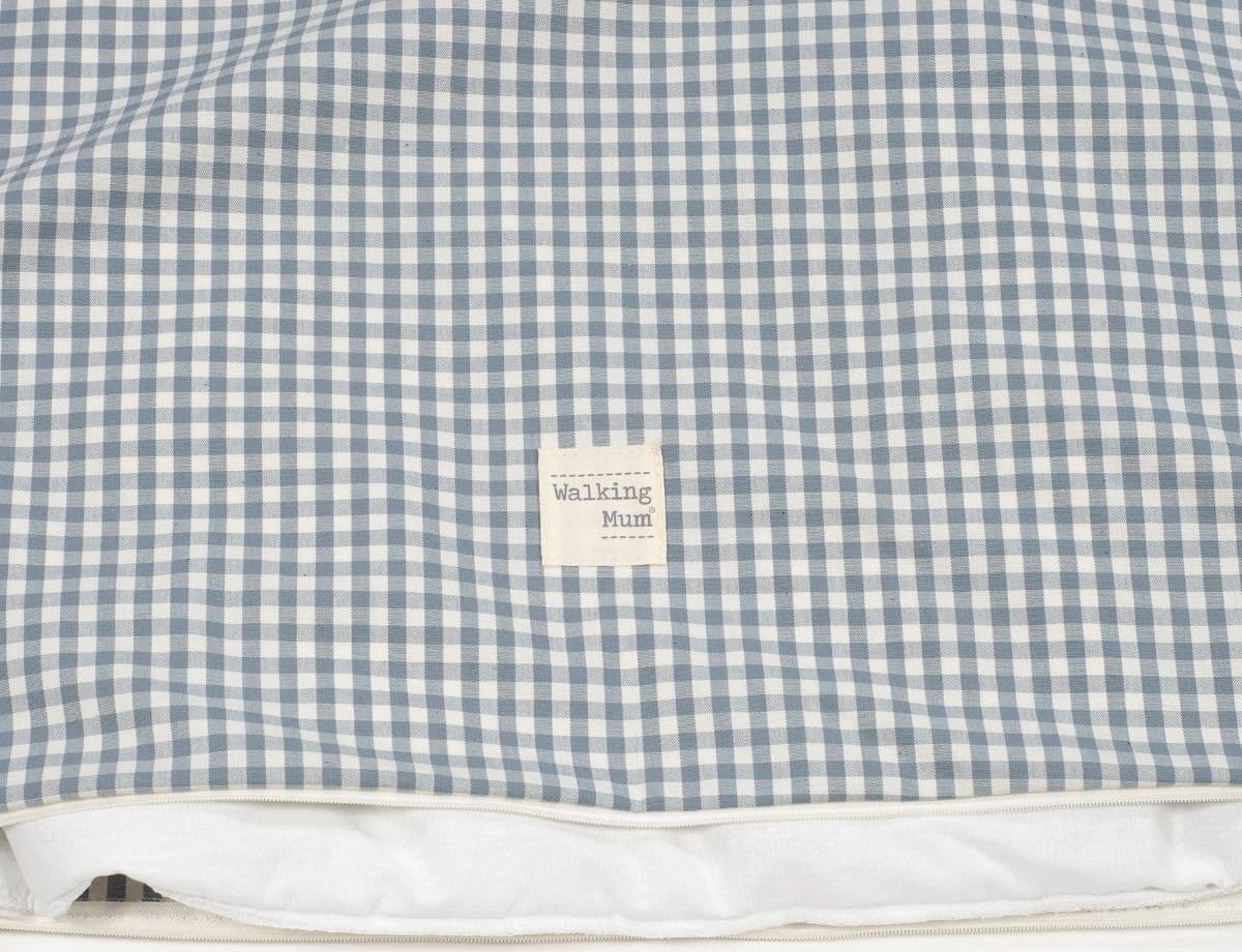 Piumino per culla + lenzuolo con angoli + cuscino 120x60 cm Pasito a Pasito WM Praliné Vichy/Strisce Matcha TOG 2,5 - 11