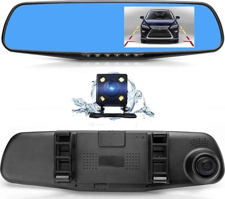 Videoregistratore per auto DVR-01 da 4,0 pollici con specchietto retrovisore + telecamera posteriore - 3