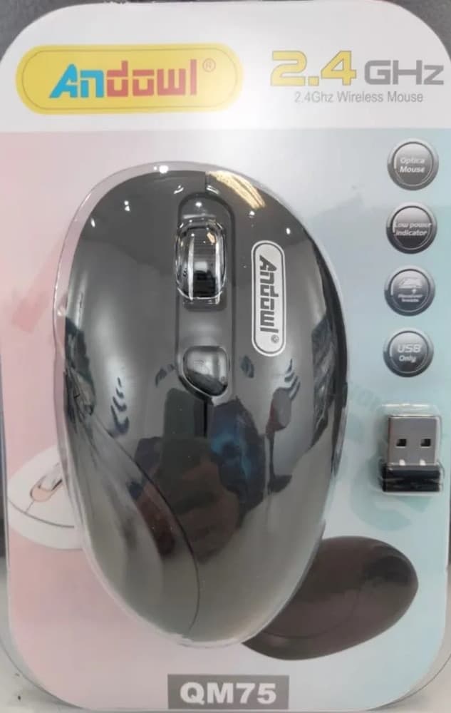 MOUSE WIRELESS A 2,4 GHZ RICEVITORE USB DESIGN ERGONOMICO PER COMPUTER UFFICIO QM75 - 3