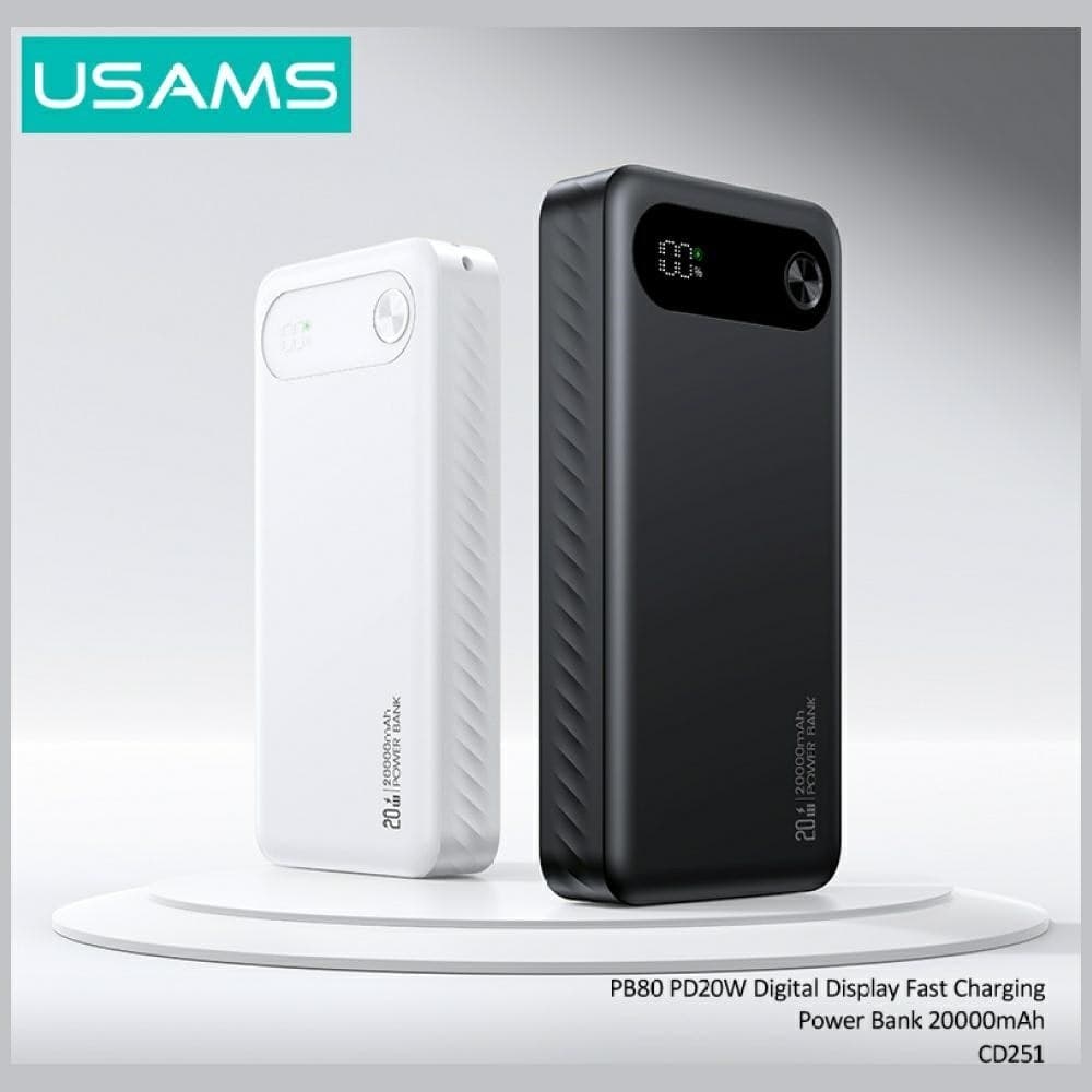 powerbank 20000 mAh 20W 3 usb-A out e 1 usb-c OUT bianca con display lcd - 2