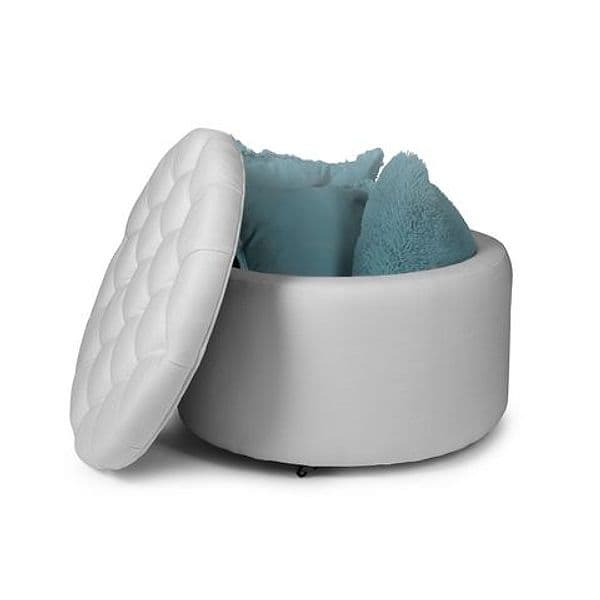 Pouf Contenitore Royal Storage Rocking Seat Box Silver Grey/Metal Wheels - 2