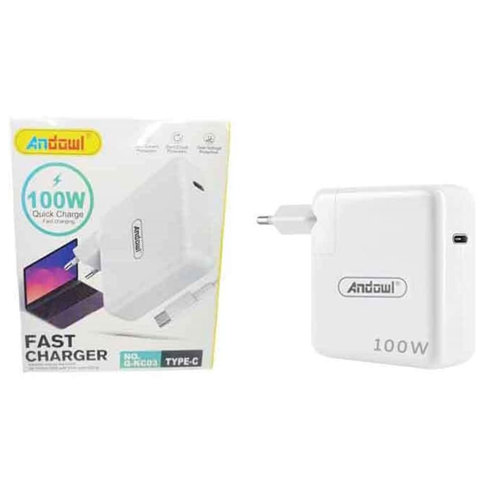 CARICABATTERIE A RICARICA RAPIDA PORTA USB-C PER LAPTOP CON CAVO TYPE-C 100W Q-KC03 - 4