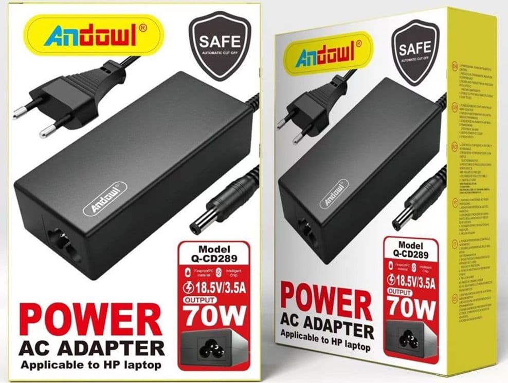 CARICABATTERIE UNIVERSALE PER LAPTOP HP 70W 18,5V 3,5A ADATTATORE ALIMENTAZIONE Q-CD289 - 2
