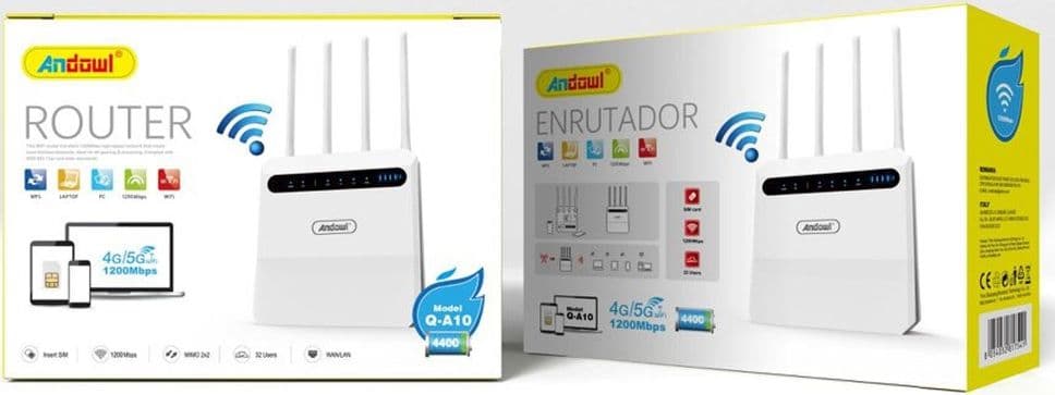 ROUTER MOBILE WI-FI WIRELESS 4G/5G 1200MBPS CON 4 PORTE ETHERNET BATTERIA 4400MAH Q-A10 - 2